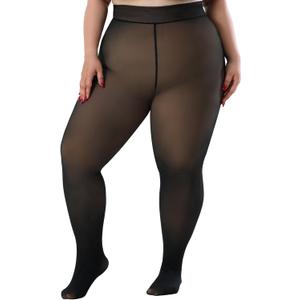 Spring Water Plus Size Fleece Lined Tights Women Thermal Winter Warm Thick Sheer Black Skin Tone Translucent (3X-Large-4X-Large, Caramel Cloud)