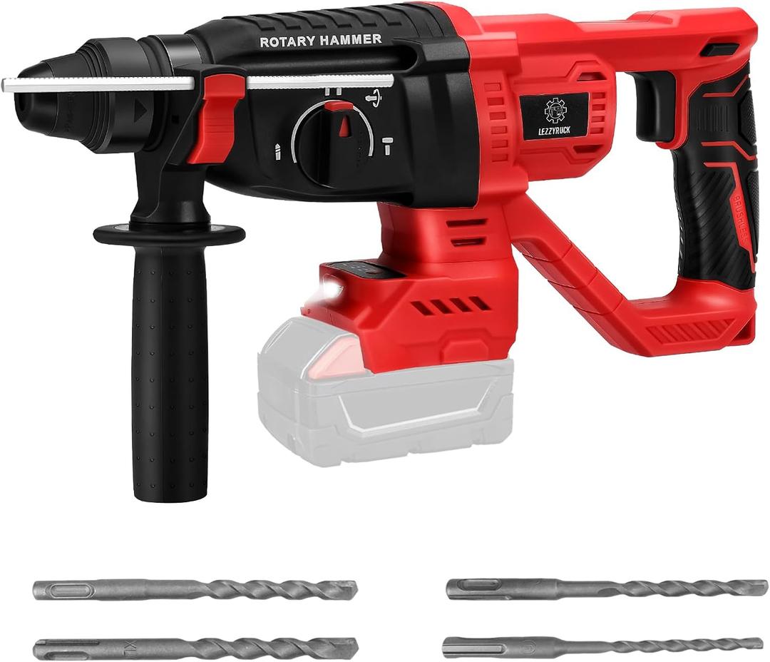 Cordless Rotary Hammer Drill Compatible with Milwaukee 18V Battery(No Battery), Brushless SDS-Plus Hammer Drill, 3 Joules Impact Energy, 360Auxiliary Handle