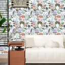Danodoi Cyan Floral Peel and Stick Wallpaper Vintage Leaf Contact Paper Blue Flower Wall Mural Home Vinyl Waterproof Self Adhesive Removable Renter Friendly Wall Paper 17.5" x 118"
