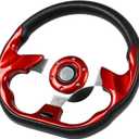 12.5"Marine Boat Steering Wheel with 3/4" Tapered ShaftRust-proof Carbon Fiber Steering Wheel for Most Marine boats,Vessels,Yachts,Pontoons Boat (D shape red)