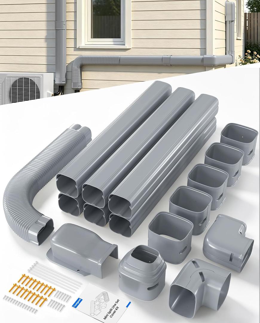 3'' 22.5Ft Mini Split Line Set Cover, Upgraded UV-Proof PVC Pipe