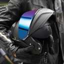 Modular Motorcycle Helmet Dual Visor Flip Up Full Face Helmets SJ-809 DOT Approved for Adults Men Women (Matte Black-Rainbow Visor, M)