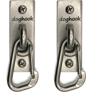Canine Hitch- Secure Dog Leash Parking Wall Slim Hook with Clip 2 Pack - Tie Out Stainless Steel & ABS Mounting Plate for Strength - Practical Lead Management for Home & Business