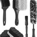 Fantasticlean 6PCS Car Wheel Cleaning Pro Kit, Tire Brush, Soft-bristled Rim Brush, Microfiber Bendable Brush, Double-Ended Detailing Brush, and Detailing Pads, Scratch-Free & Multipurpose