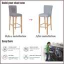 Stretch Removable Washable Dining Room Chair Covers,Bar Stool Covers,Barstool Chair Slipcovers Pub Counter Seat Cover (Light Grey,Set of 2)