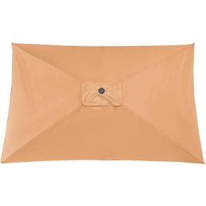 Rectangular Umbrella Canopy Replacement 6 Ribs, Fade Resistant Replacement Umbrella Canopy, Heavy Duty Polyester Fabric Outdoor Shade Canopy Cover for Market Table Cantilever Parasol Top Cover(Khaki)