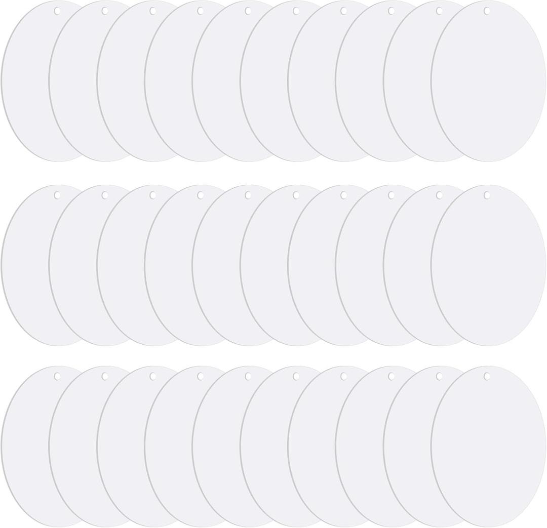 PATIKIL Acrylic Circle Blanks 3 Inch, 30 Pack Round Clear Disc Ornaments with Hole for DIY Keychain Project Crafting, White