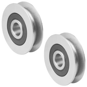 Deep U-Groove Ball Bearing Pulley, 8mm/0.3" Inner Dia Stainless Steel Wheel Bearings Wire Rope Pulley Cable Pulley for Industry Equipment Gym Garage Door Opener (2, 8x50x13mm)