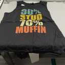 Funny Sarcastic 30% Stud 70% Muffin Retro Dad Father Figure Tank Top (Black, XXL)
