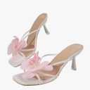 MakeMeChic Women's Open Toe Floral Kitten Heels Flower Summer Beach Sandals, Size 38