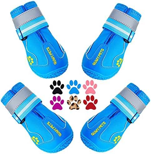 QUMY Dog Shoes for Large Dogs, Medium Dog Boots & Paw Protectors for Winter Snowy Day, Summer Hot Pavement, Water-Resistant in Rainy Weather, Outdoor Walking, Indoor Hardfloors Skid-hResistant Sole (Size 7)
