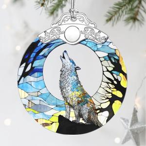 Stained Glass Ornament, Wolf Christmas Decorations, Christmas Ornaments for Tree, Holiday Ornament, Wolf Gifts, Holiday Party Gifts, Gift Ideas & Xmas Gift