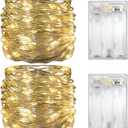 3 x with Timer Function Battery Operated Dewdrop Led Lights,Mini Fairy Lights for Home Parties Christmas/Halloween Holiday Decoration,6 Hours on/18 Hours Off,30 LEDs,10 Feet (Warm White, 2)