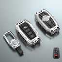 OLLEN Mech Style Heavy Metal Key Fob Cover, Fit for Toyota 4 Button Zinc Alloy Car Key Case, Durable Key Case Protection (Silver, B-Style)