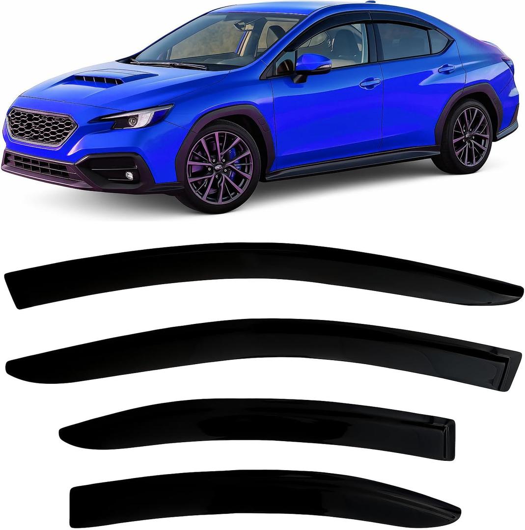 2022-2026 Tape-On Side Window Visor Deflectors for Subaru WRX Smoke Tinted Rain Guards Premium Limited GT 2023 2024 2025