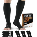 Doctor's Select 3 Pairs Copper Toeless Compression Socks Women & Men - 20-30 mmHg Open Toe Compression Socks Knee High Women LXL