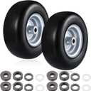 DaisyInner 2 Pcs 11x4.00-5 Flat Free Solid Smooth Tread Tire on Wheel, 3.4-4''-4.5''-5 Centered Hub and 3/4 or 5/8 Bushing, Lawn Mower Tires for Zero Turn for Lawn, Garden Turf