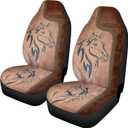 Talayituse Horse Leather Print Car Seat Cover for Front Seat Cushion Car Seat Protectors, 2 Pcs Auto Accessories Bucket Seat Covers with Fixed Hook