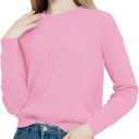 Urban CoCo Women's Solid Long Sleeve Crew Neck Knitted Pullover Sweater Tops (Pink, XL)