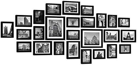 26 Pieces Picture Frames Set Collage Photo Frames Wall Gallery Kit for Wall and Home, Two in 8X10, Five in 5X7, Seven in 4X6, Twelve in 3.5X5 in Black White (Black)
