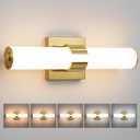 Gold Bathroom Light Fixtures - 16 Inch Modern Vanity Light 15W 5CCT Dimmable LED Bathroom Sconce with Acrylic Shade, Indoor Vanity Lighting Fixtures Over Mirror