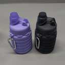 Collapsible Water Bottles Travel water bottle Sports Portable Sport Water Bottle Reusable Water Bottles comes with mountaineering Buckle 500ml silicone Water-proof camping water bottle (Purple+Grey)