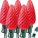 Brizled Red String Lights, 16ft 25 LED Faceted C9 Chrsitmas Lights, Connectable 120V UL Certified Tree Lights, Indoor Outdoor Christmas String Lights for Xmas, Patio, Party