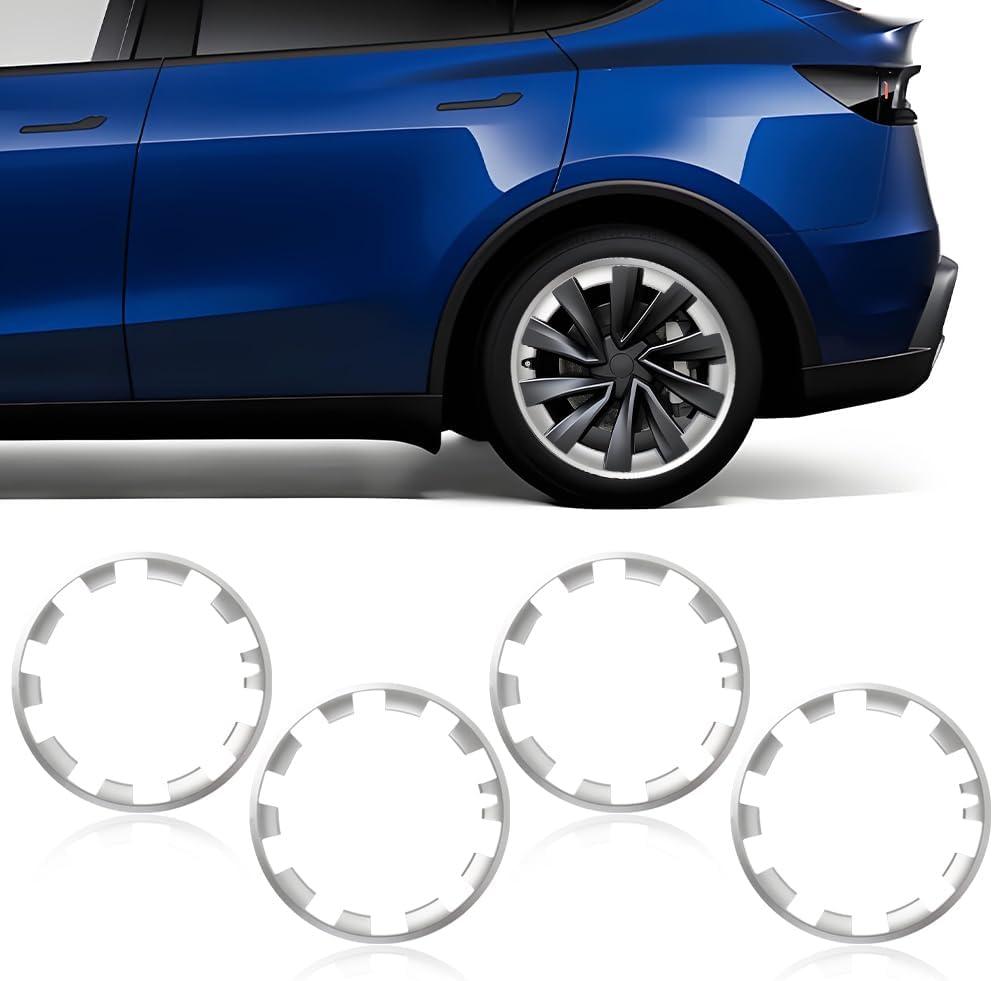 20 inch Wheel Rim Protector Compatible with TES-la Model Y 2025 2026 (Refreshed Juniper Only), [Silver] Car Tire Trim Rings Rim, ABS Hubcaps Wheel Cover, 4 PCS