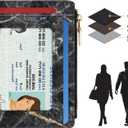 small wallet women, RFID thin wallet for women, thin ladies credit card holder (Black marble)