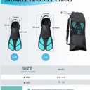 Greatever Snorkel Fins Adjustable Buckles Open Heel Swim Flippers Travel Size Short Swim Fins for Snorkeling Diving Swimming Adult Men Womens, Green, L/XL(Adult US Size 9-13)