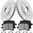 Front Brake Pads and Rotors Kit for Malibu [ 2004-2012 ], Geomet Coated Brake Kit, Drilled and Slotted Brake Rotors Pads [ 11.7in ], Automotive Replacement Brake Kits 55093 D1160