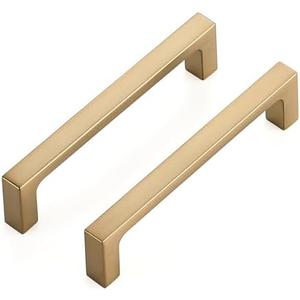 Ravinte 10 Pack Solid 4 Inch Square Cabinet Handles Champagne Bronze Pulls for Drawers and Kitchen Cabinets - Hardware Handles