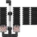 AQUANEAT Aquarium Air Powered Sponge Filter with Ceramic Media Balls, for Betta Fry Shrimp Fish Tank, with 2 Spare Sponges, up to 40Gal (Middle)