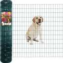 Green PVC Coated Welded Wire Fence 48 Inch x 50 Foot, 2 Inch x 4 Inch 14GA, Garden Border Fencing Roll Vinyl Coating Metal Wire Mesh Hardware Cloth for Yard Vegetable Plant Protection