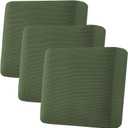 H.VERSAILTEX Super Stretch Individual Seat Cushion Covers - Sofa & Couch Cushion Slipcover Sets - Thick Jacquard Textured Twill Fabric (3 Piece XL Sofa Cushion Covers, Bronze Green)
