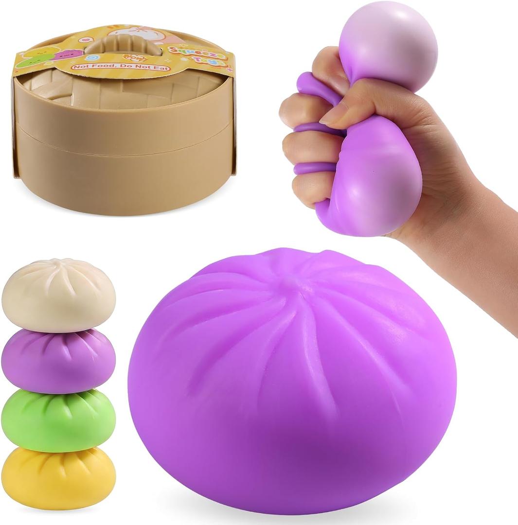 Dumpling Squishy Mystery Box, Dumplings Squeeze Stress Balls for Kids & Adults, Sensory Fidget Toys for Anxiety Relief, Crazy Fun Surprise Dumpling Ideal Gift for Boys,Girls,Teens (Purple)