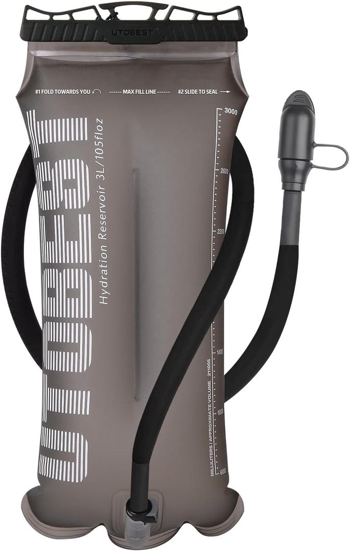 UTOBEST Hydration Bladder,TPU Water Bladder,Water Bladder for Hiking Backpack,BPA Free,Wide Opening,Leak-Proof,Water Reservoir for Hiking Cycling Camping Running (Coffee-3L)