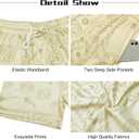 BOOMLEMON Mens Paisley Shorts Mesh Graphic Print Retro Casual Shorts Athletic Gym Basketball Running Short Pants (Beige)