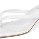 Goderci Kitten Flip Flop Thong Low Heels for Women Square Open Toe Slip On Heeled Sandals (White, 8)