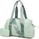 Everyday Mini Gym Bag for Women 2.0, Small Tote with Zipper Compartment Waterproof Travel Duffle Cute Handbag Workout Carry On with Removeable Shoulder Strap & Coin Wallet Easy to Clean - Green