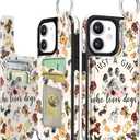 Shorogyt Compatible with iPhone 12 Wallet Case with Card Holder - Designer Dogs Lover Girl Pattern Kickstand Magnetic Clasp Back Flip Folio Leather Phone Covers for Women Men Girls