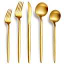 15 Piece Gold Silverware Set  Stainless Steel Flatware with Thick Spoons and Forks, Matte Golden Cutlery, Eating Kitchen Utensils for Home Restaurant Wedding, Dishwasher Safe