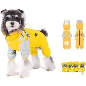 Waterproof Dog Raincoat with Windproof Design Adjustable Fit for Dogs, Puppies Includes Anti-Slip Dog Shoes for Hardwood Floors and Water Protection, Light-Weight (XL)