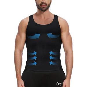 MEETYOO Slimming Undershirt Shapewear Gynecomastia Compression Shirt Men Body Shaper (X-Large, Black)