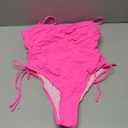 Tummy Control One Piece Swimsuit - Strapless Bandeau Bathing Suits for Women 2025 Cheeky High Cut Swimwear (Large, Hot Pink)