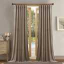 StangH Camel Beige Velvet Curtains 96 inches Long - Room Darkening Window Curtains for Kids Room, Heat Resistant & Privacy Assured Drapes for Sliding Door/French Window, W52 x L96, 2 Panels