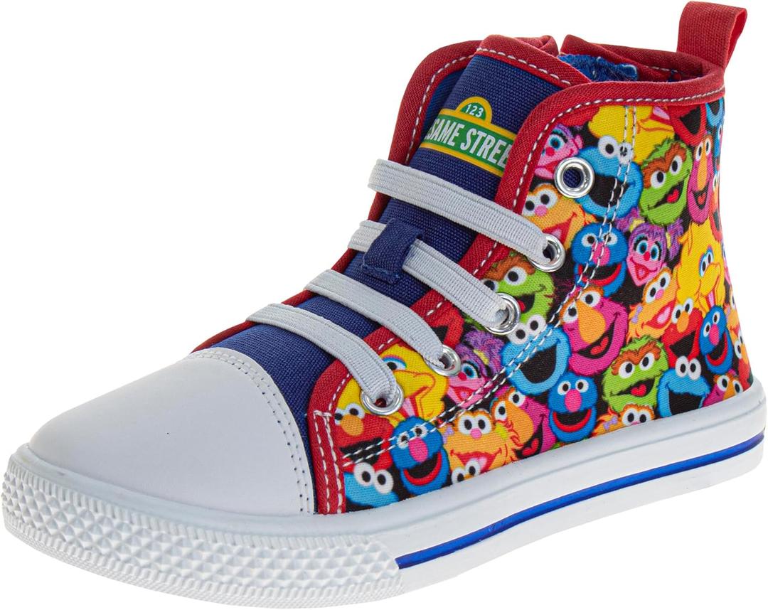 Sesame Street Elmo Shoes, Hi Top Sneaker with Laces, for Toddlers and Kids, Size 7 (Multi)