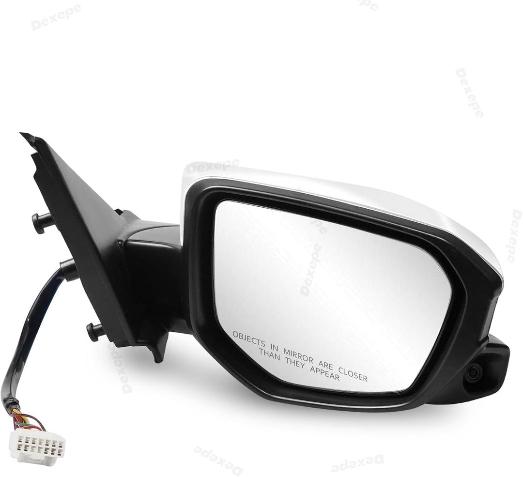 Passenger Side Mirror Assembly 2016-2021 Compatible with Honda Civic Sedan Coupe Hatchback Rear View Mirror with Camera Power Heated Replace 76208-TBC-A03ZA, 76201-TBA-A11ZF (11 Pin Taffeta White)