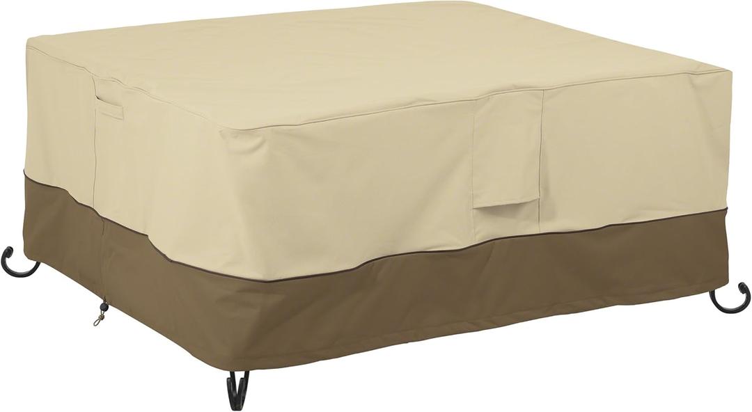 Classic Accessories Veranda Water-Resistant 40 Inch Rectangular Fire Pit Table Cover, Outdoor Firepit Cover