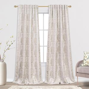 Mrs.Naturall Taupe Damask Patterned Neutral Curtains for Living Room, Light Brown and Tan Grey Decorative Semi Blackout Fancy Geometric Curtains for Bedroom, 84 Inches Long (52"W x 84"L (Pack of 2))
